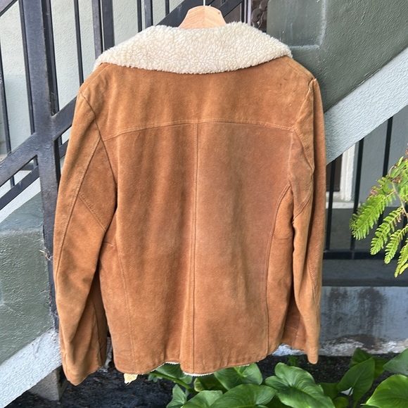 Vintage 70's JC Penney Suede Trucker Coat with Shearling Lining Sz 40 Chore Coat - Picture 5 of 6